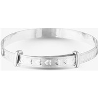 T.H.Baker Sterling Silver 4mm Heart Patterned Expandable Baby Bangle S8002 | Size: Small