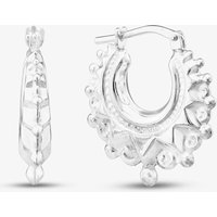 T.H.Baker Women's Sterling Silver Fancy Patterned Creole Hoop Earrings S3003
