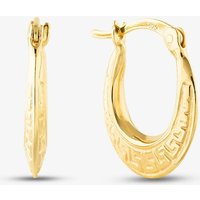 T.H.Baker Women's Silver Gold Plated Oval Patterned Creole Hoop Earrings S3042