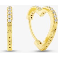 T.H.Baker Women's Silver Gold Plated Cubic Zirconia Heart Huggie Hoop Earrings S4199