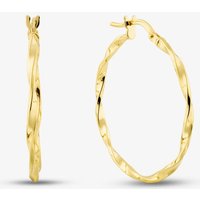 T.H.Baker Women's Silver Gold Plated 30mm Twist Hoop Earrings S3461