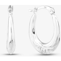 T.H.Baker Women's Sterling Silver Oval Creole Hoop Earrings S3037