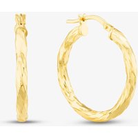 T.H.Baker Women's Silver Gold Plated 25mm Diamond Cut Hoop Earrings S3449