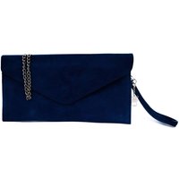 Kitise Women's Genuine Italian Suede Envelope Style Cluth Bag Purse Flat Messenger Handbag in Navy