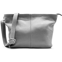 Kitise Women's Small Genuine Italian Leather Shoulder Handbag With Detachable Strap in Grey