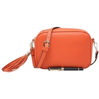 Kitise Women's Small Plain Colour Crossbody Camera Bag With Tassel Charm in Orange