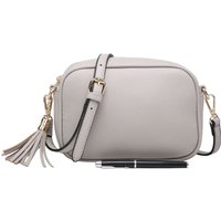 Small Plain Crossbody Camera Bag Tassel Charm Pale