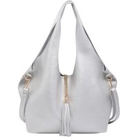 Kitise Women's 2in1 Large Slouchy Tote Bag with Small Crossobody Handbag in Silver
