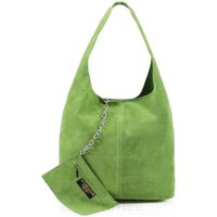 Kitise Women's Spacious Slouch Genuine Italian Suede Tote Handbag in Green