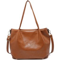 Pluspup Women's Spacious Tote Shoulder Bag With Large Handle & Strap in Brown