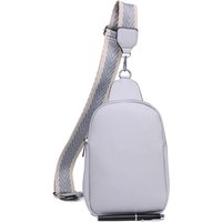 Pluspup Women's Stylish Strap Double Zipper Compartments Sling Crossbody Bag in Silver