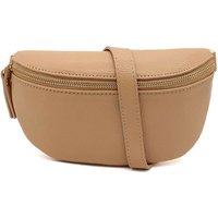 Pluspup Women's Minimalist Genuine Italian Leather Sling Crossbody Bag in Khaki