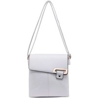 Kitise Women's Stylish Double Section PU Leather Crossbody Bag With Front Buckle in White