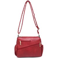 Kitise Women's Double Compartments Crossbody With Multipockets in Red