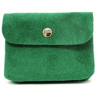 Pluspup Women's Compact Mini Multipockets Italian Genuine Suede Coin Holder Purse in Green