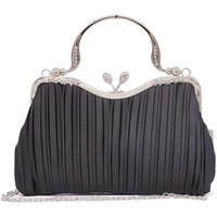 Floral Handle Pleated Satin Evening Clutch Bag
