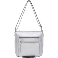 Pluspup Women's Double Zip Compartments Multi-Pocket Crossbody Bag in Silver