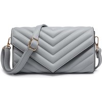 Kitise Women's Multipurpose Quilted Chevron Crossbody Bag Clutch Purse Handbag in Grey