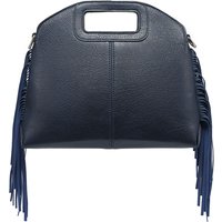Kitise Women's Cutout Handle Side Frindge Faux Leather Tote Shoulder Handbag in Dark Blue