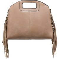 Kitise Women's Cutout Handle Side Frindge Faux Leather Tote Shoulder Handbag in Khaki