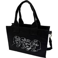 Beatles White Album Faces Apple Cotton Tote Bag in Black