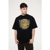 Nirvana Evergreen Limited Edition 999 Only Oversized Boxy T-Shirt in Black | Size: Medium