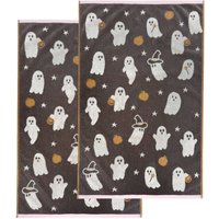 Allure Bath Fashions Luxury Halloween Hand Towels - 100% Cotton Spooky Tea Towels in Grey