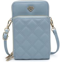 JFY Women's Quilted Pattern Two Zipped Compartment Phone Bag / Purse in Blue