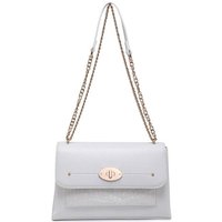 JFY Women's Crocodile Skin Pattern Front Pocket 3 Compartments Cross Body Bag in White
