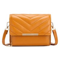 JFY Women's Quited Chevron Pattern Zip Around Front Pocket Cross Body Bag in Brown