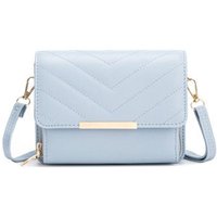 JFY Women's Quited Chevron Pattern Zip Around Front Pocket Cross Body Bag in Light Blue