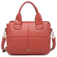 JFY Women's Two Top Handle Quilted Pattern Zip Top Closure Cross Body Bag in Orange