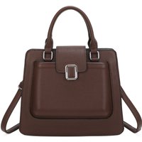 JFY Women's Two Handles Flap Zip Top Tote Bag in Chocolate