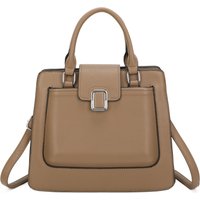 JFY Women's Two Handles Flap Zip Top Tote Bag in Taupe