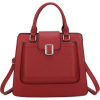 JFY Women's Two Handles Flap Zip Top Tote Bag in Wine
