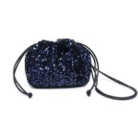 JFY Women's Carrier Co. Sequin Draw String Closure Cross Body Bag in Navy