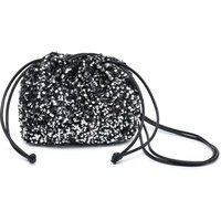 JFY Women's Carrier Co. Sequin Draw String Closure Cross Body Bag in Silver