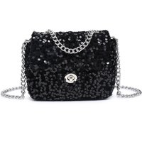JFY Women's Carri Co. Sequin Flap Twist Lock Clasp Cross Body Bag in Black