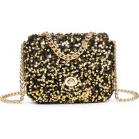 JFY Women's Carri Co. Sequin Flap Twist Lock Clasp Cross Body Bag in Gold