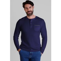 Textured Jersey Long Sleeve Henley T Shirt