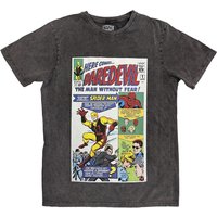Marvel Here Comes Daredevil Comic Stone Wash T-Shirt in Grey | Size: 2XL