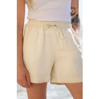 Rapanui Clothing Women's Linen Shorts in Beige | Size: 12