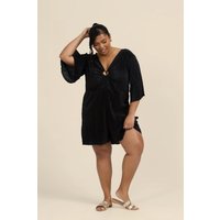 Curve Angel sleeve O ring detail plisse playsuit