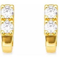 22ct Yellow Gold Two Stone Cubic Zirconia Half Hoop Earrings 6mm