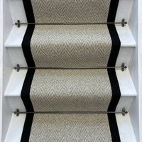 RainbowHome Andes Stair Runner With 100% Cotton Black Border in Grey | Size: 60 cm x 600 cm