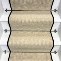 Herringbone Chalk Wool Stair Runner 100% Wool Edge cm x 12 cm