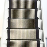Mayfair Wool Stair Runner 100% Cotton Border White cm x 700 cm