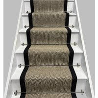 Herringbone Java Beige Stair Runner 100% Cotton Border cm x 700 cm