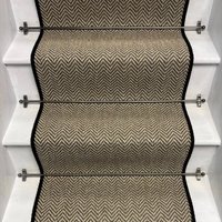 RainbowHome Herringbone Java Beige Stair Runner With 100% Pure Wool Edge | Size: 60 cm x 600 cm