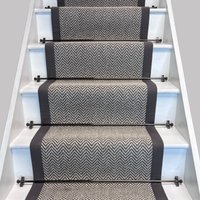 Herringbone Java Stair Runner 100% Cotton Border Beige cm x 650 cm